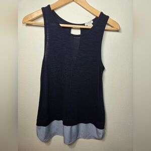 J Crew Women's Navy Blue Sleeveless Top With Striped Ruffle Nautical Beach XXS